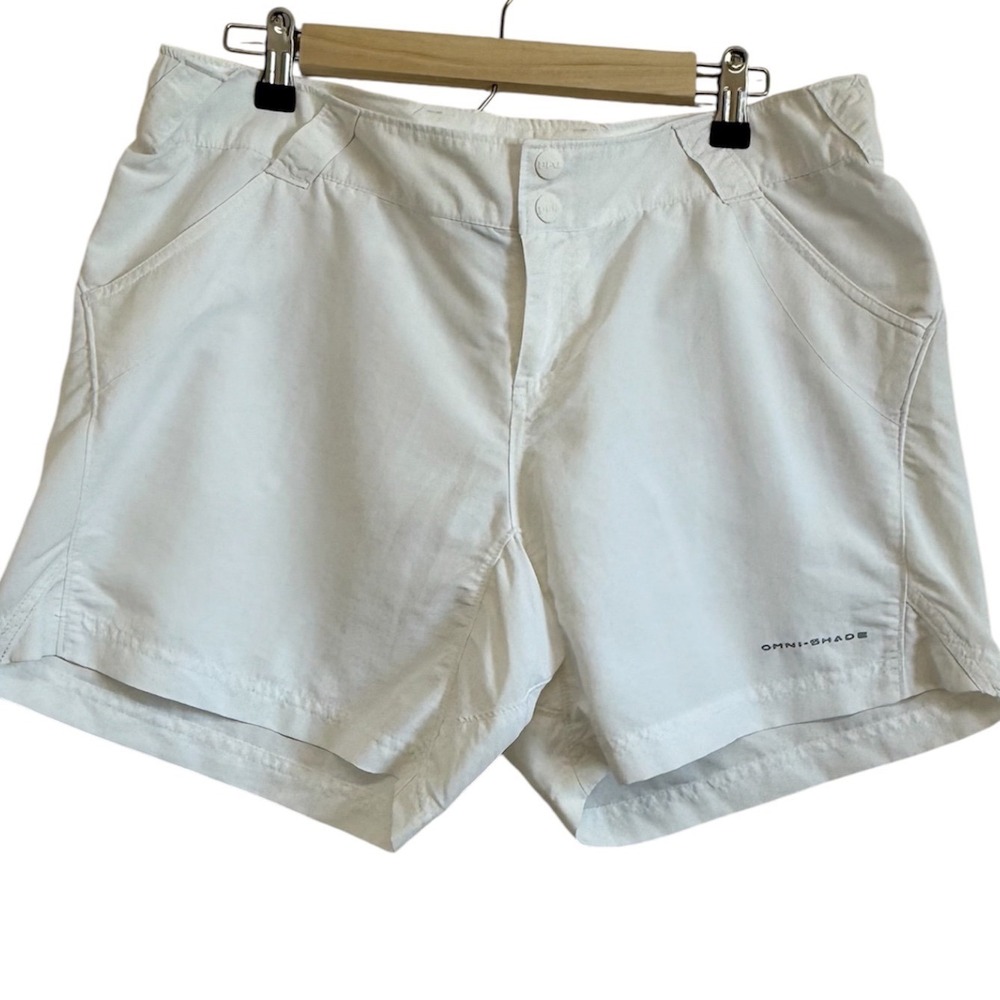 Columbia PFG White Omni-Shade Fishing Shorts Womens Large Nylon Hiking Outdoor